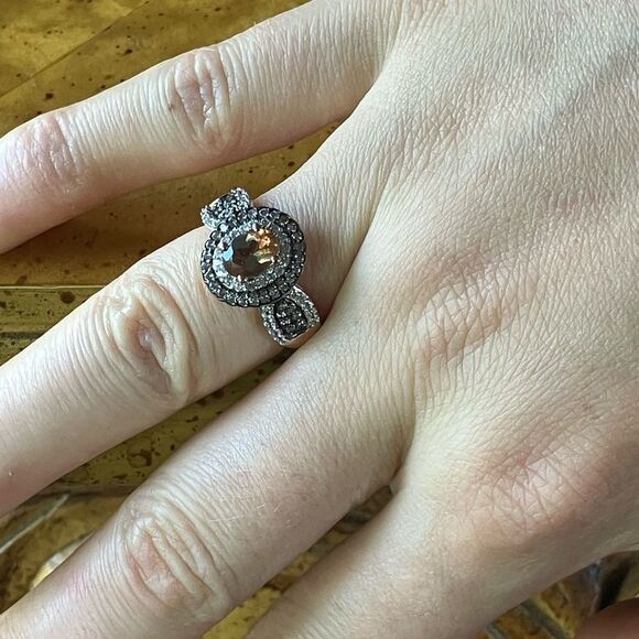 Natural Andalusite Sterling Silver Double Halo Ring Size 6 - Picture 4 of 9